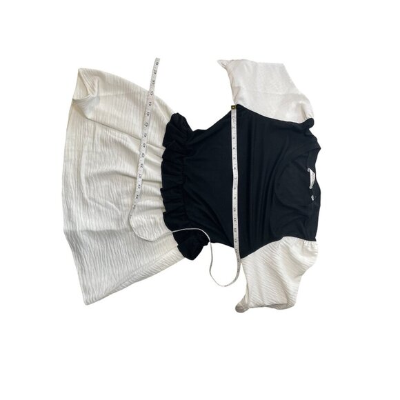 Patrizia Luca Colorblock Peplum Top Banded Cuffs Shirttail hem - Picture 9 of 10